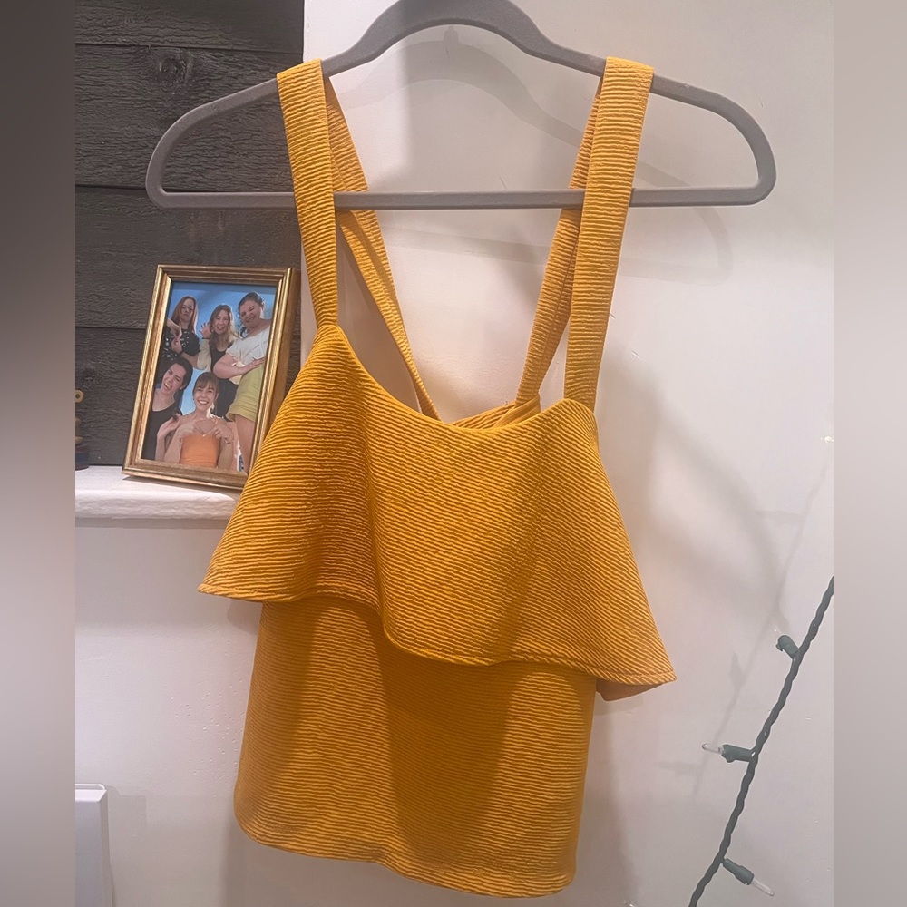 Madewell Texture + Thread Yellow Cross Back Top - Picture 2 of 5